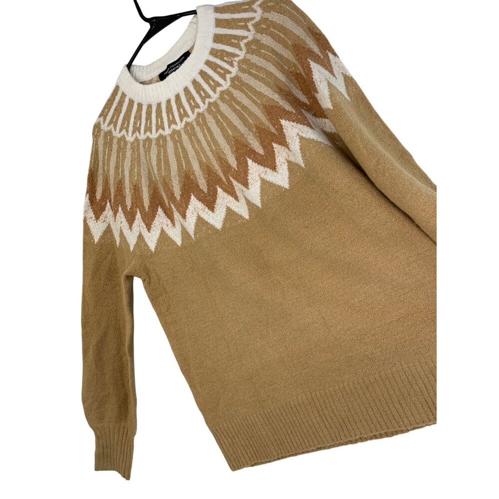 French Connection Essentials Fair Isle Tan Sweater M